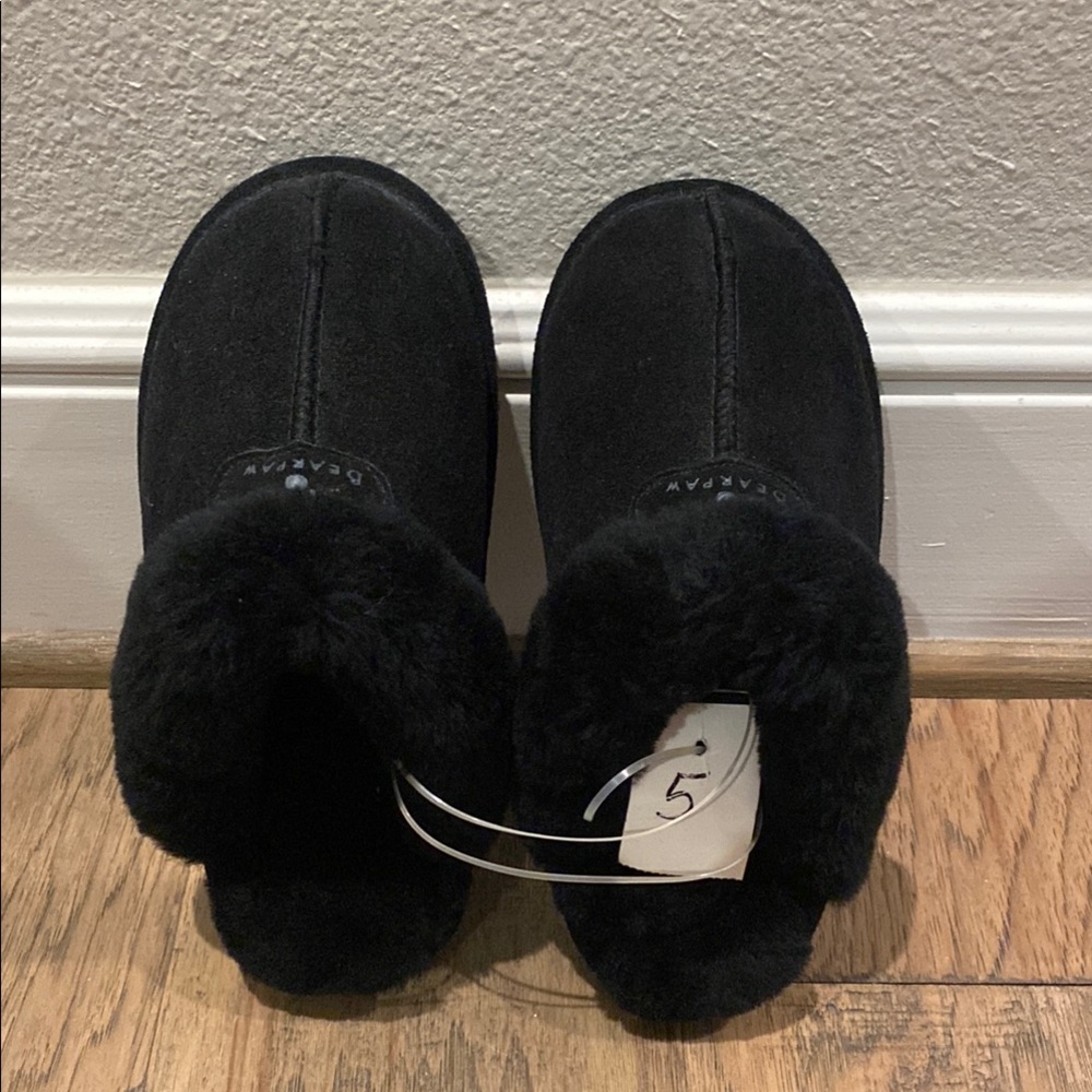 New Bearpaw Black Fur Loki Slippers 5